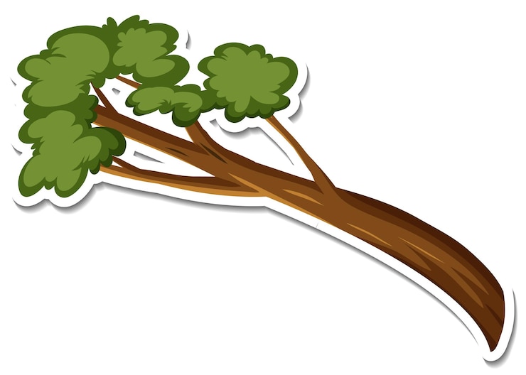 Vettore gratuito un modello di adesivo del cartone animato del ramo di un albero