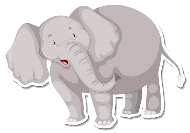 Un modello di adesivo del personaggio dei cartoni animati di elefante