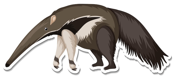 Vettore gratuito un modello di adesivo del personaggio dei cartoni animati di formichiere
