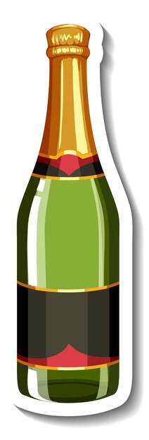 Un modello di adesivo per bottiglia di champagne isolato