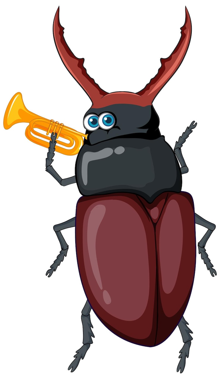 Vettore gratuito un personaggio dei cartoni animati dello scarabeo isolato
