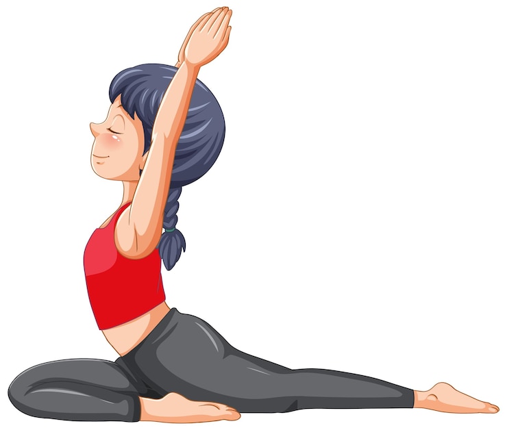 Vettore gratuito un personaggio di cartoni animati di una ragazza che fa yoga