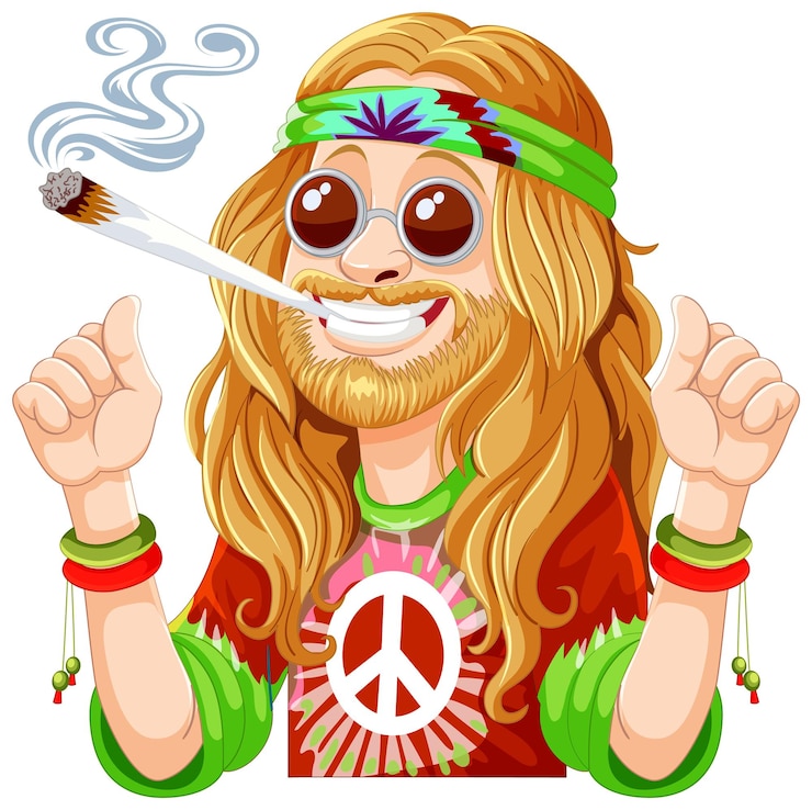 Vettore gratuito un personaggio hippie che si gode delle vibrazioni pacifiche