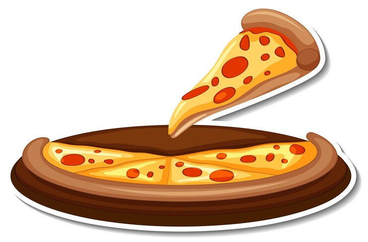 Vettore gratuito un pezzo di adesivo pizza italiana su sfondo bianco