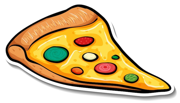 Vettore gratuito un pezzo di pizza in stile cartone animato