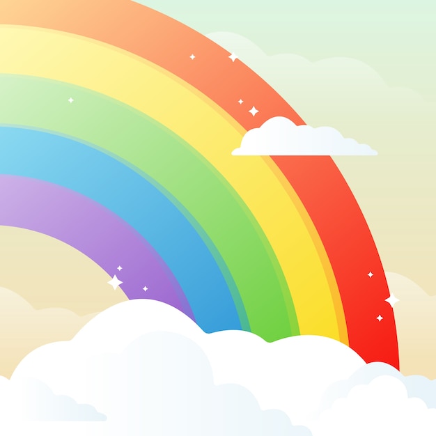 Un quarto di arcobaleno e nuvole