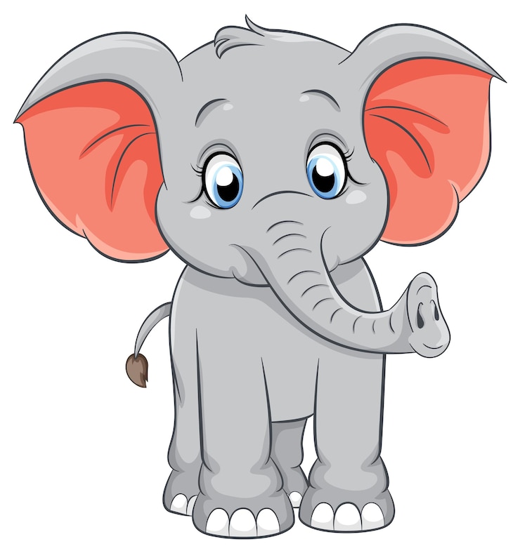 Vettore gratuito un semplice cartone animato di un elefante isolato