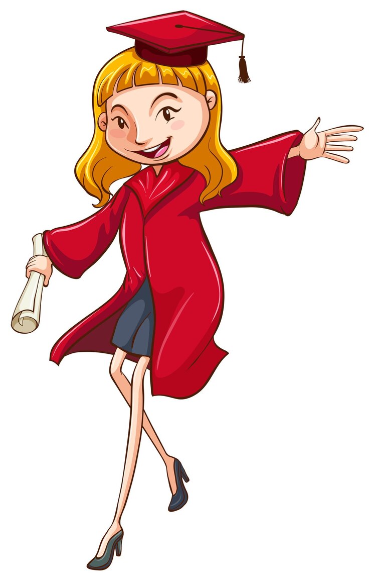 Vettore gratuito un semplice disegno colorato di una ragazza che si laurea