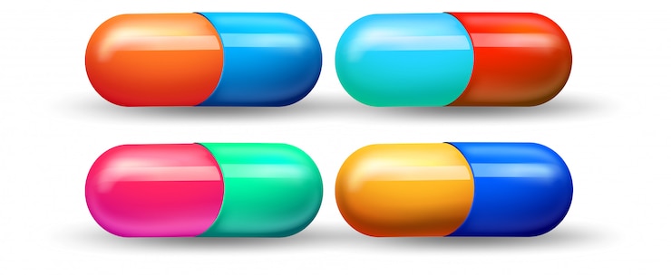 Vettore gratuito un set di capsule colorate