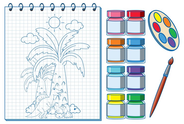 Vettore gratuito un taccuino con un disegno di schizzo di doodle e acquerello