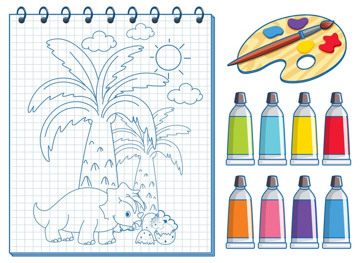 Vettore gratuito un taccuino con un disegno di schizzo di doodle e acquerello