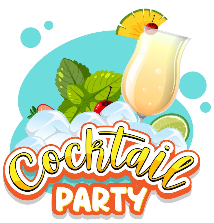 Vettore gratuito un testo banner per cocktail party