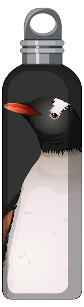 Un thermos nero con motivo pinguino