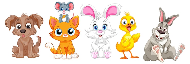 Vettore gratuito una collezione colorata di caricaturisti carinosi