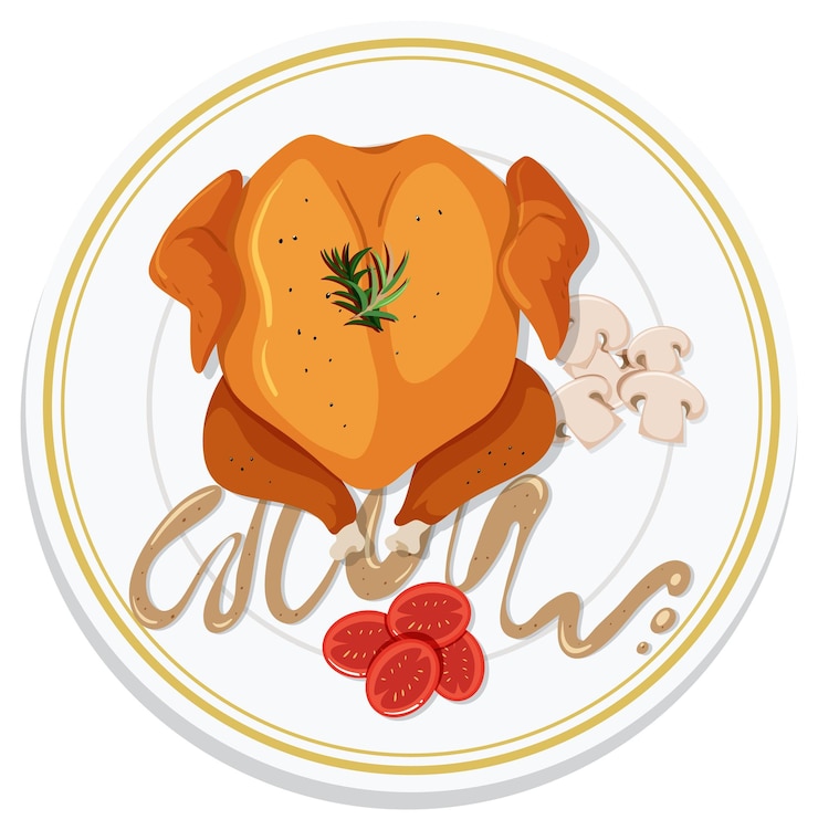 Vettore gratuito una deliziosa cena di pollo arrosto