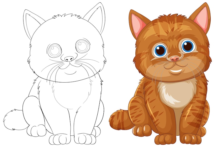Vettore gratuito una graziosa illustrazione di un gatto di cartone animato