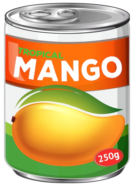 Una lattina di sciroppo di mango