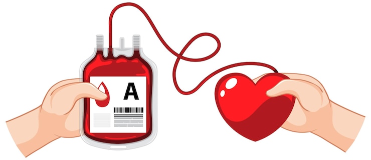 Vettore gratuito una mano che tiene una sacca di sangue di tipo a donazione