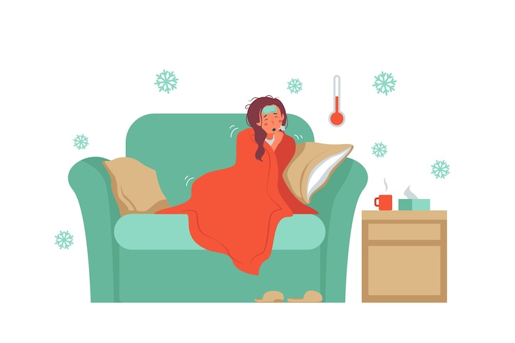 Vettore gratuito una persona con un'illustrazione fredda