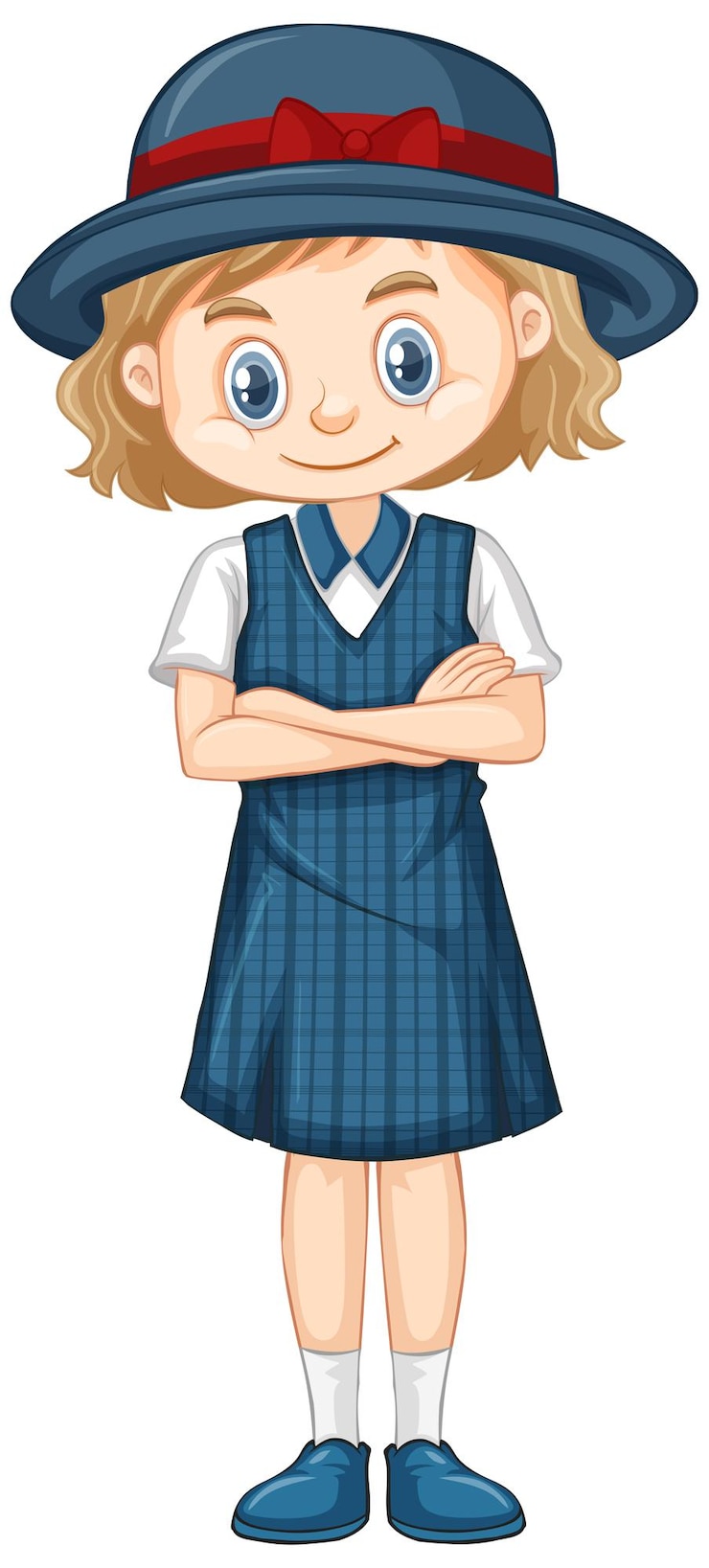 Vettore gratuito una ragazza felice in uniforme blu