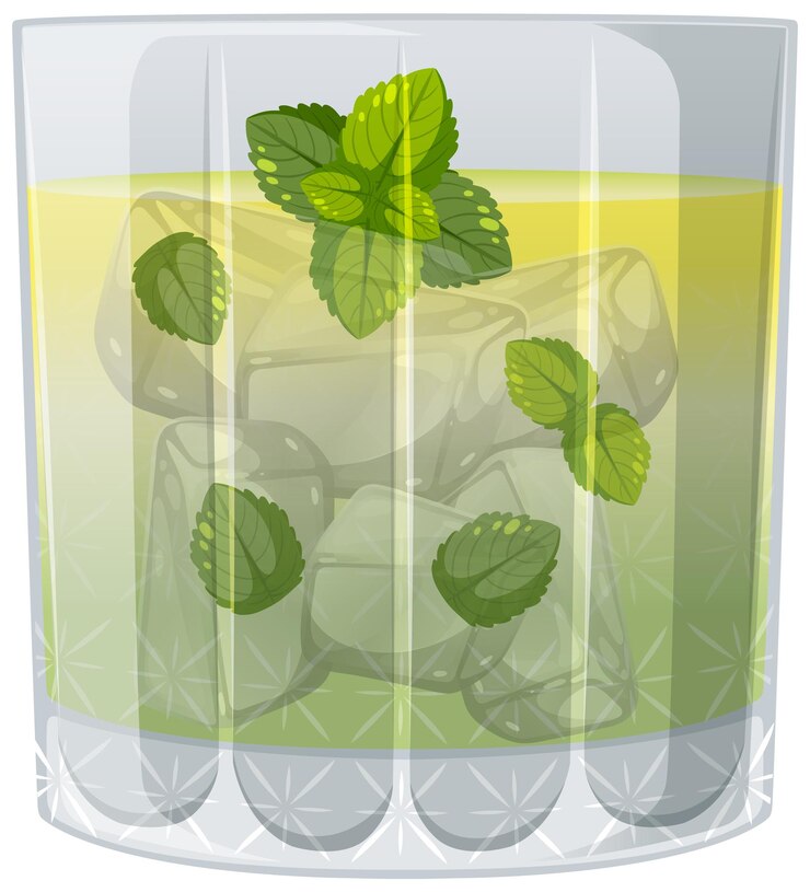 Vettore gratuito una rinfrescante limonata alla menta in vetro