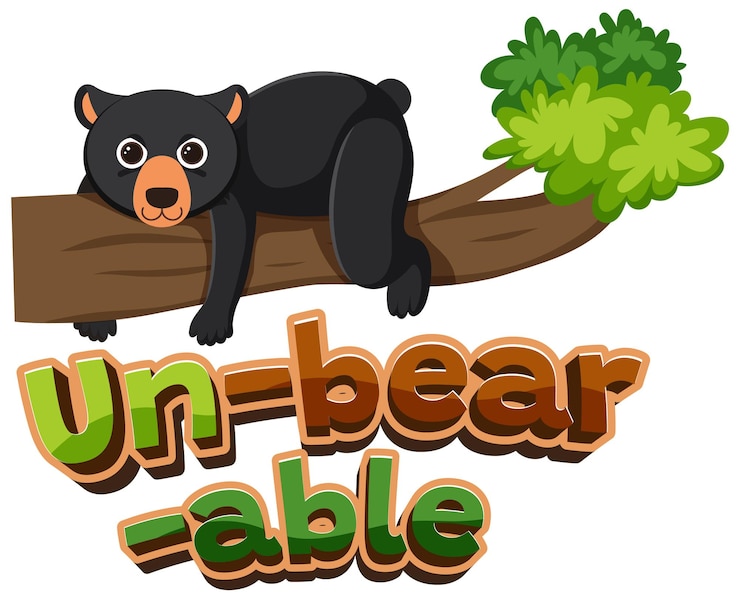 Vettore gratuito unbearable a funny cartoon pun picture