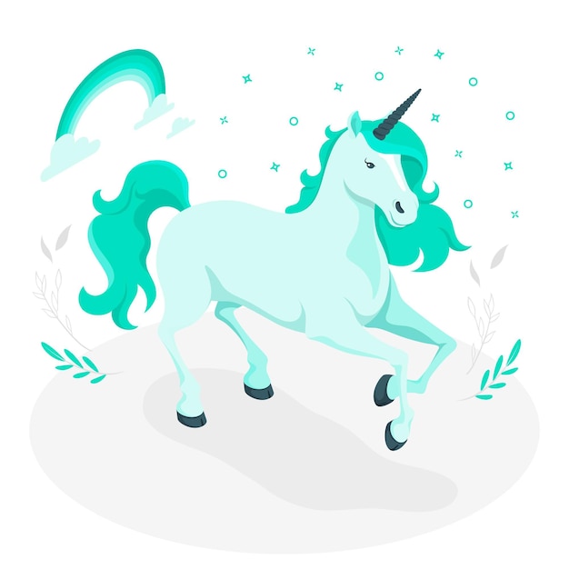 Unicorno con l'illustrazione di concetto dell'arcobaleno