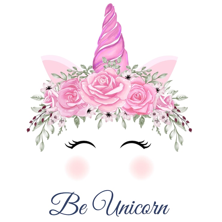 Vettore gratuito unicorno corona acquerello fiore rosa rosa arancione illustrazione disegnata a mano