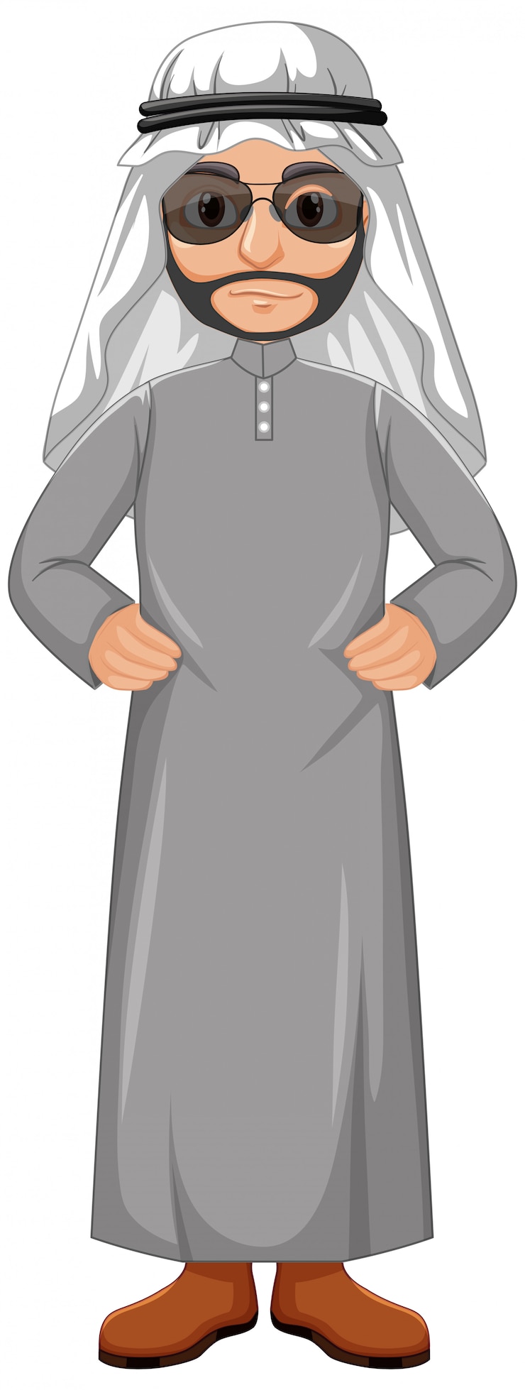 Vettore gratuito uomo adulto arabo che indossa il personaggio del costume arabo