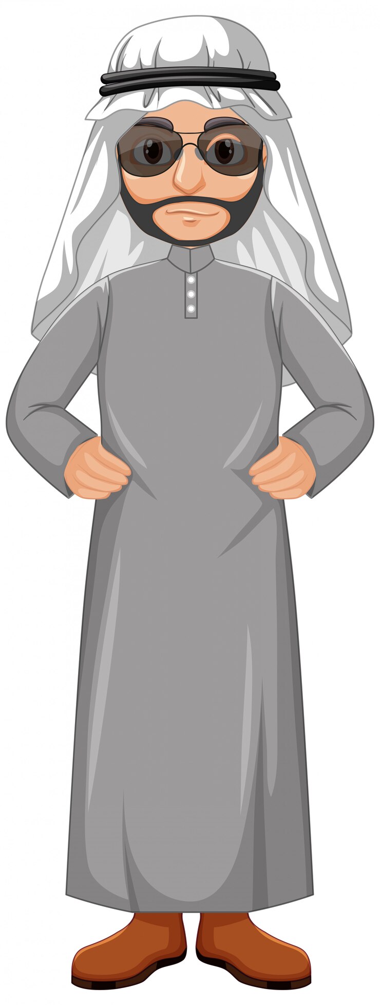 Vettore gratuito uomo adulto arabo che indossa il personaggio del costume arabo