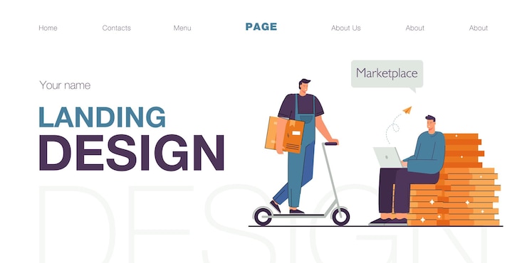 Vettore gratuito uomo che effettua un ordine online su un'illustrazione vettoriale piatta del mercato. corriere che consegna l'ordine sullo scooter durante il blocco. consegna espressa, concetto di servizio per banner, progettazione di siti web o pagina web di destinazione
