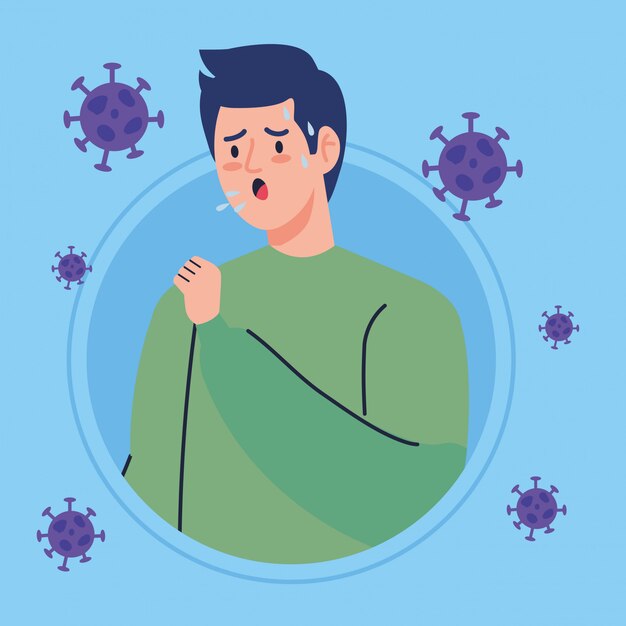 Uomo che tossisce malato di coronavirus 2019 ncov