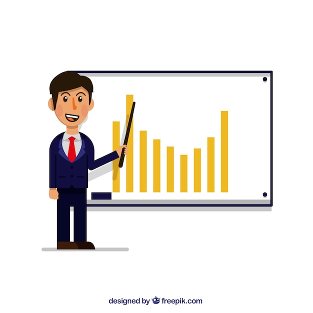 Uomo d&#39;affari con le statistiche