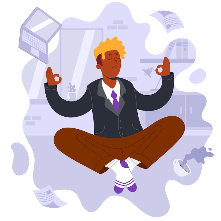 Vettore gratuito uomo d'affari illustrazione piatto meditando