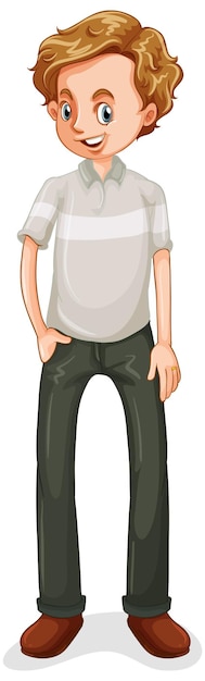 Uomo felice in piedi su sfondo bianco