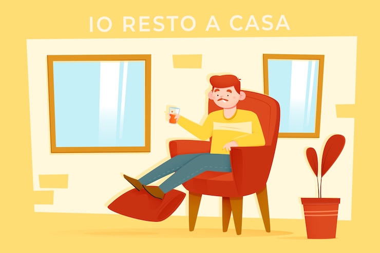 Vettore gratuito uomo stare a casa rilassante