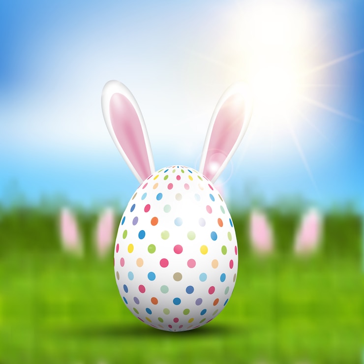 Vettore gratuito uovo di pasqua con orecchie da coniglio