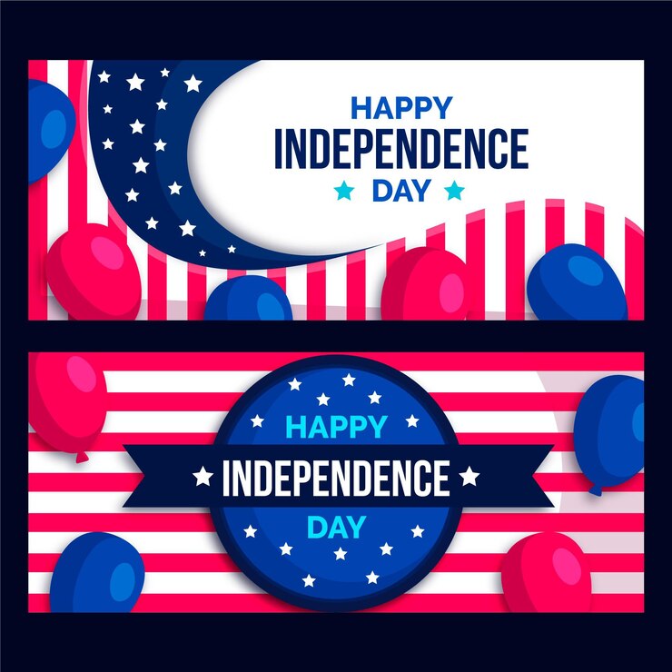 Vettore gratuito usa 4 luglio banner palloncini rossi e blu