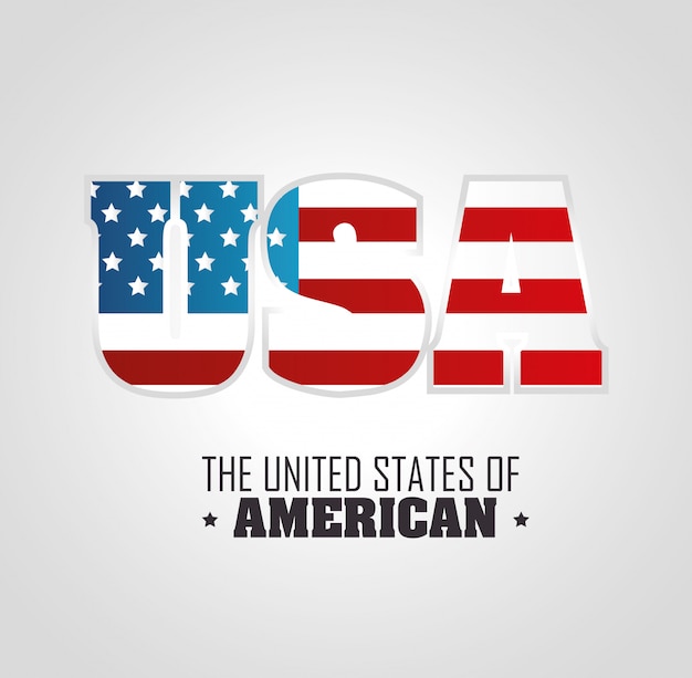 USA lettering con bandiera. Gli Stati Uniti d&#39;America