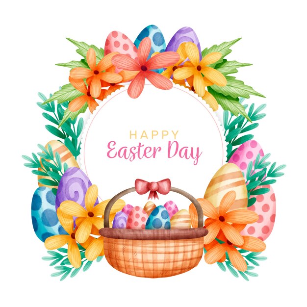 Vacanze di Pasqua e cesto pieno di uova