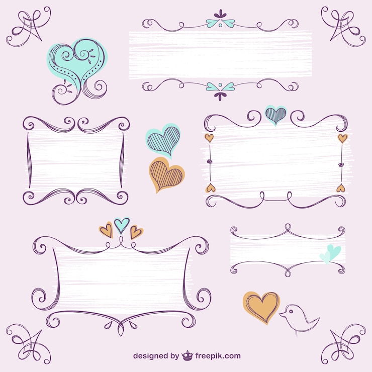 Vettore gratuito valentine telai calligrafici