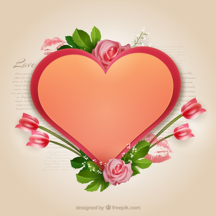 Vettore gratuito valentines cuore e fiori