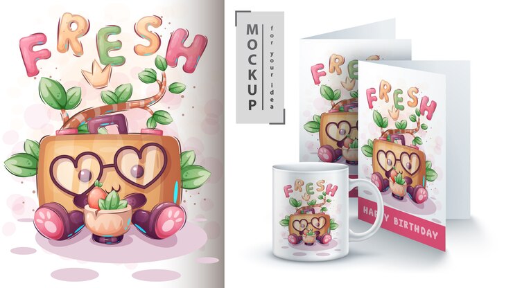 Vettore gratuito valigia d'amore - poster e merchandising.