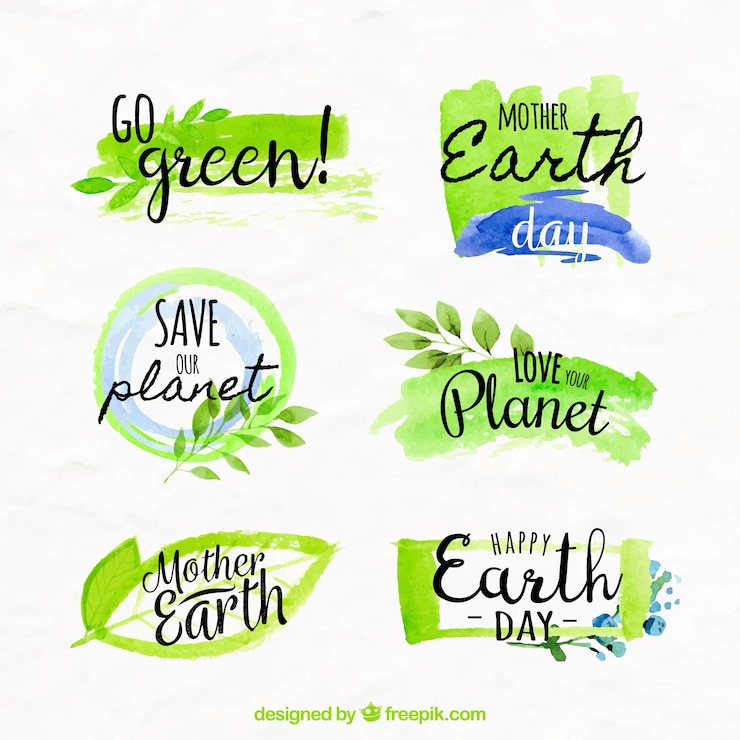 Vettore gratuito vari adesivi acquerello earth day