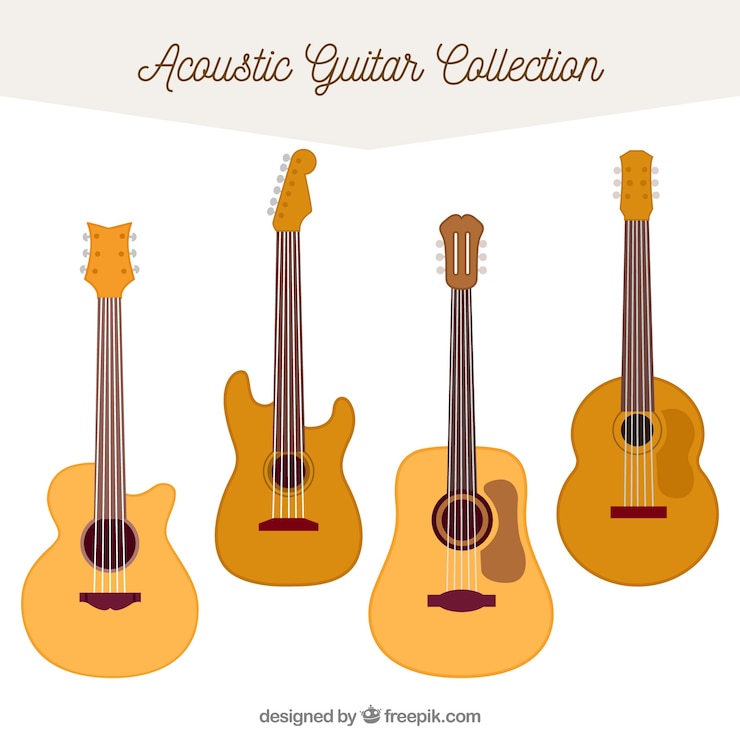 Vettore gratuito vari chitarre acustiche