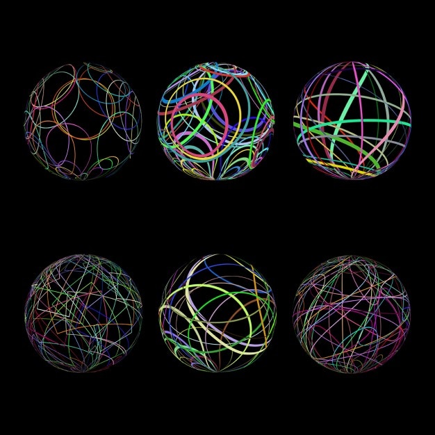 Vettore gratuito vari disegni scarabocchio di sfere in multi colori