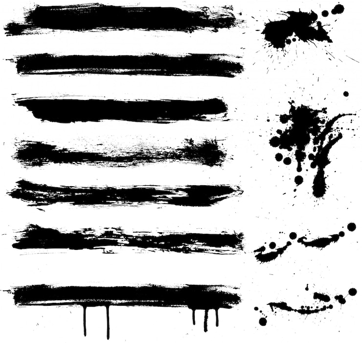 Vettore gratuito vari elementi grunge con splat e gocce
