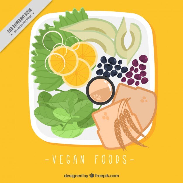 Vettore gratuito varia piatto di cibo vegan