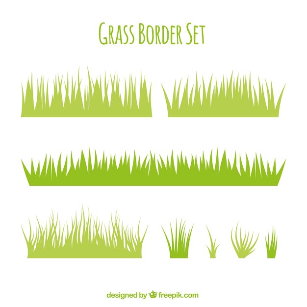 Varietà delle frontiere erba in design piatto