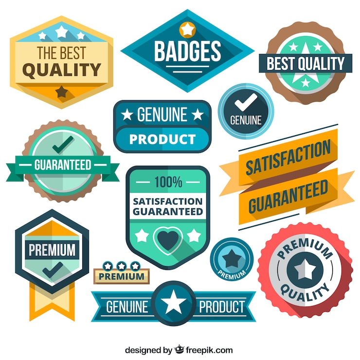 Vettore gratuito varietà di badge in stile appartamento